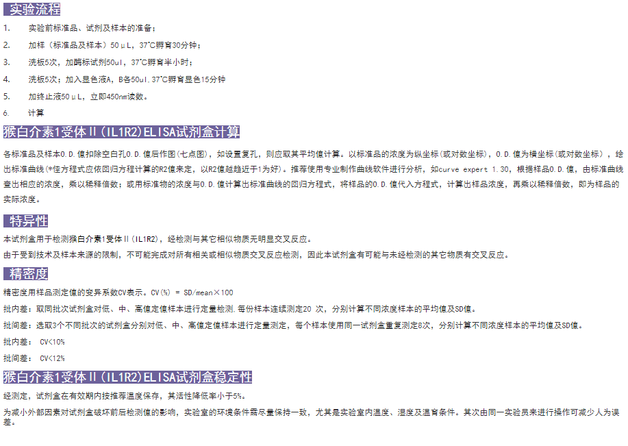 猴白介素1受體Ⅱ(IL1R2)elisa試劑盒穩定性實驗流程